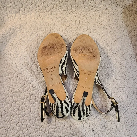 Kate Spade zebra print open-toe slingback heels - Picture 9 of 10
